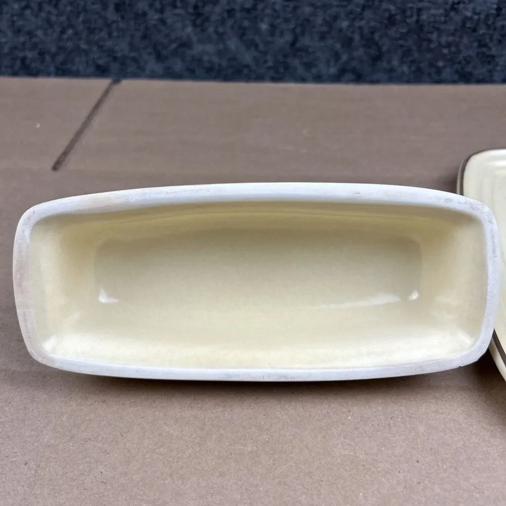 Vintage Pfaltzgraff Village Pattern Stoneware Covered Butter Dish with Lid